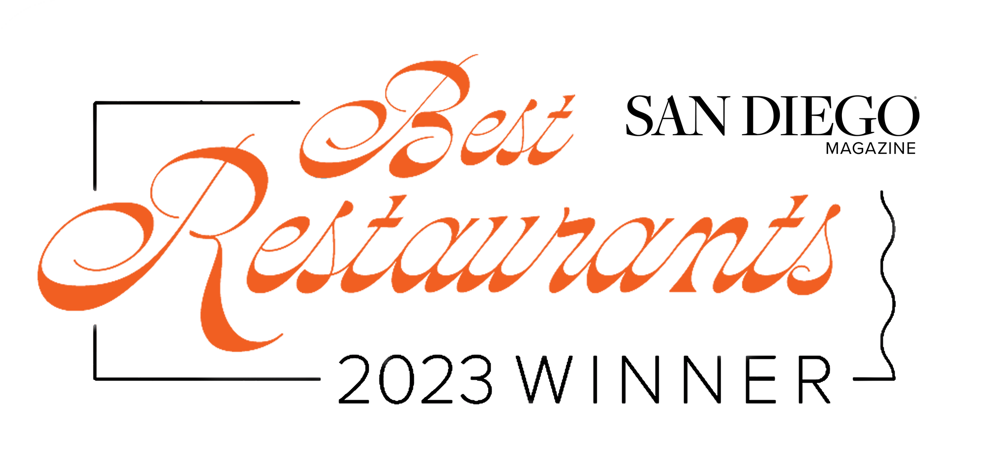 San Diego Magazine Best Restaurant Winner 2023 Logo